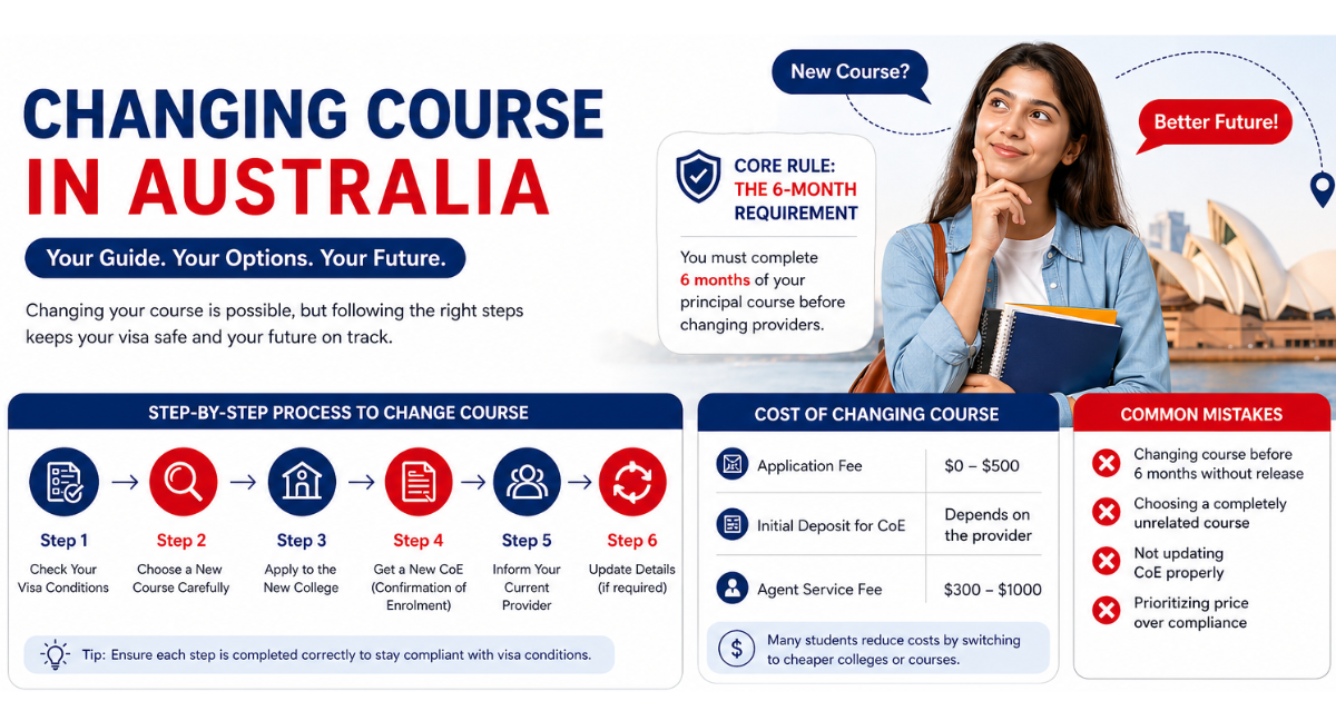 How to Change Course in Australia Without Affecting Your Visa (2026 Guide)